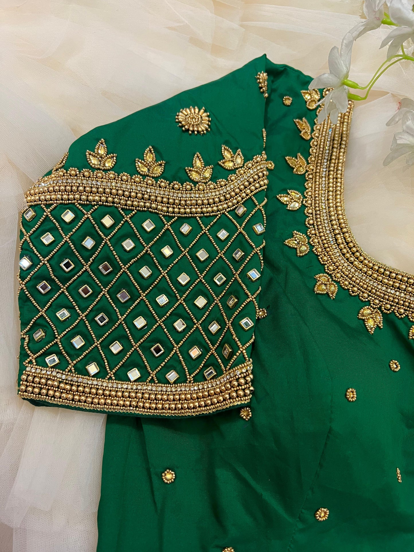 Emerald Green Moti Work Blouse