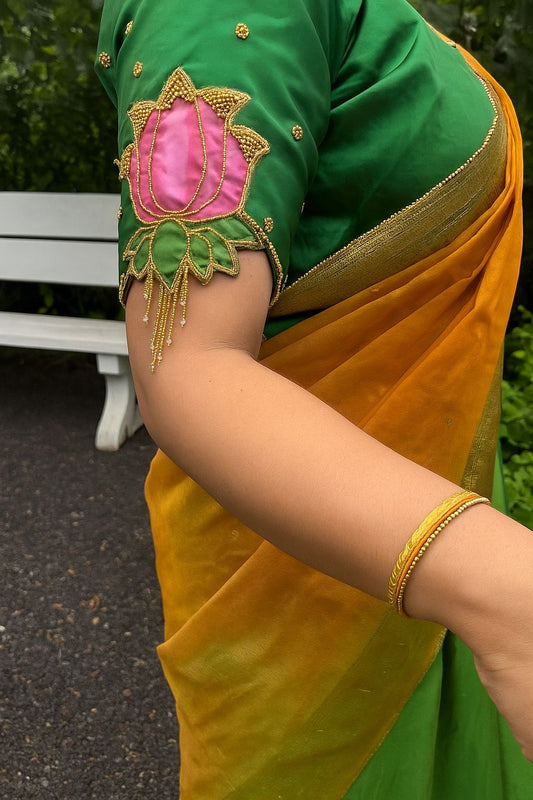 Hand-Painted & Handwork Lotus Blouse