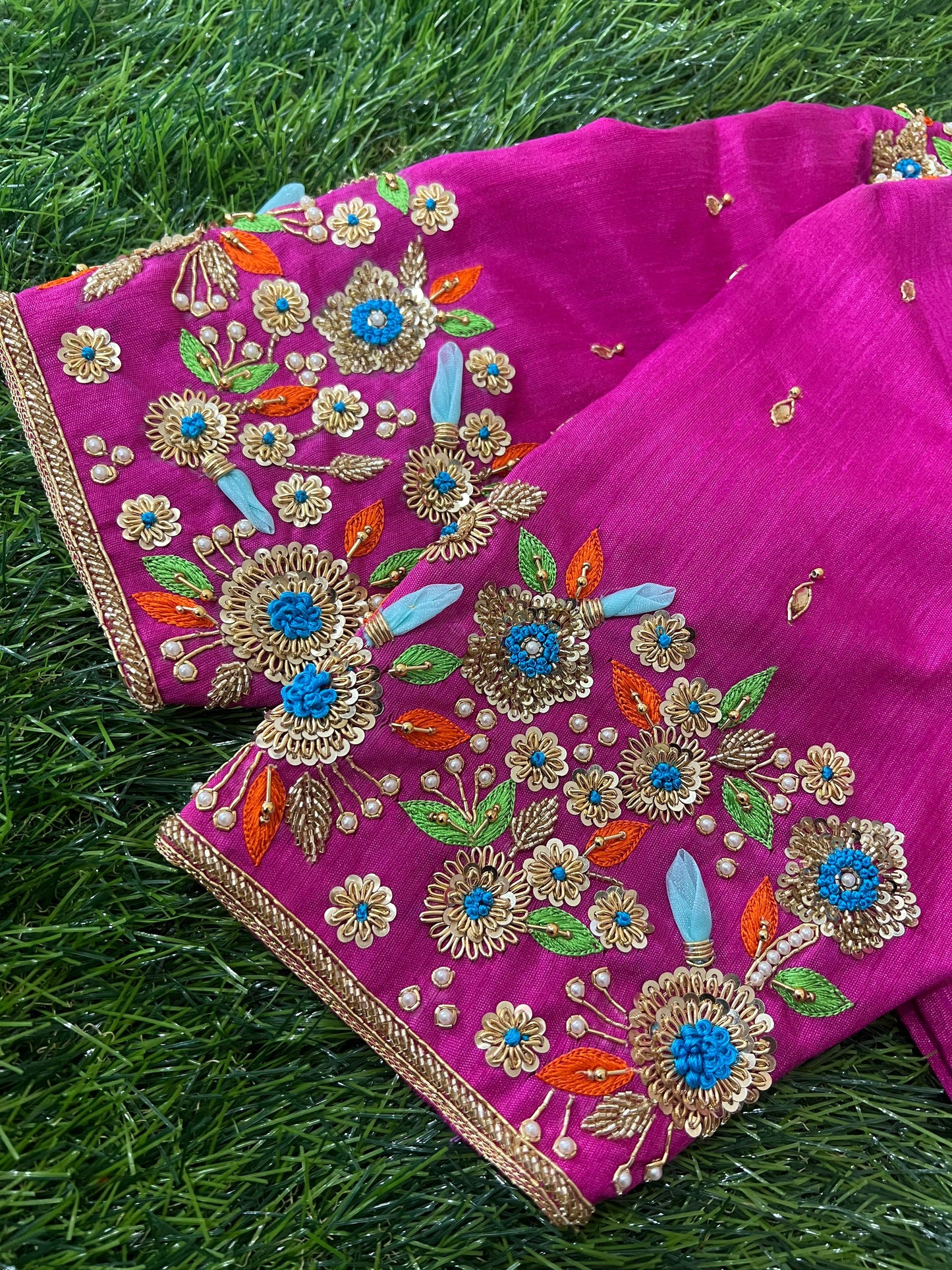 Elegant Hot Pink 3D Organza Blouse